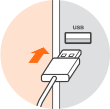 반대쪽 USB 케이블을 PC에 연결